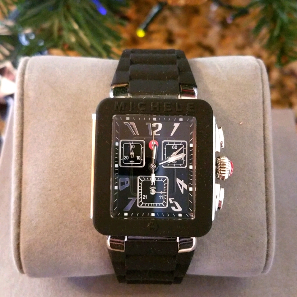 Michele Black/Silver Jelly Bean Watch. Silicone